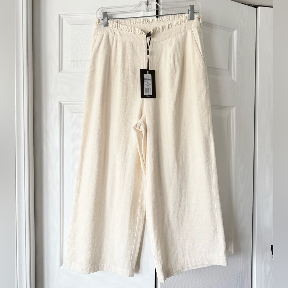 YAS freja wide culotte pants in the color eggnog size M NWT